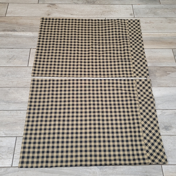 VHC Brand Mayflower Mkt black check pillow case set std country primitive EUC - Picture 7 of 10